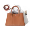 Brown leather tote bag for women, classic business commuting handbag with top handles. - 30cm / Gold Brown