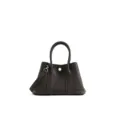 Dark brown genuine leather tote bag, elegant top handle handbag with shoulder strap for women - 25cm / Ebony
