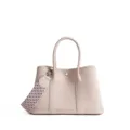 Pink leather tote bag with woven strap, classic garden style handbag for women daily commute. - 30cm / Dreamy Purple