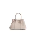 Pink leather tote bag, classic garden style handbag with top handles and shoulder strap for women. - 25cm / Dreamy Purple