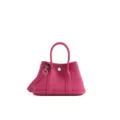 Pink genuine leather mini bucket bag chic top handle tote with shoulder strap stylish - 25cm / Rose Red