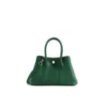 Green leather tote bag variant, premium cowhide handbag with structured top handles for office. - 25cm / Velvet Green