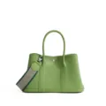 Green leather tote bag with canvas shoulder strap, casual commuting large capacity handbag style. - 30cm / Avocado Green