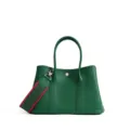 Green leather garden party tote bag top grain cowhide womens handbag shoulder bag - 30cm / Velvet Green