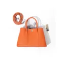 Orange leather tote bag, stylish commuter shoulder handbag with spacious capacity for women. - 20cm / Orange