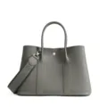 Grey Leather Tote Bag Women Casual Handbag with Shoulder Strap Large Capacity Daily Work - 36cm / Cumulus Rain Gray