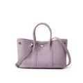 Purple leather tote bag for women, stylish top handle shoulder bag with spacious interior. - 25cm / Light Purple