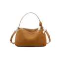 Élégant sac à bandoulière en daim marron pour femme avec détails métalliques chics et pratiques. - Brun Caramel