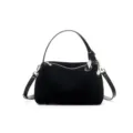 Sac bandoulière femme en daim noir élégant sac à main décontracté sac porté épaule - Noir
