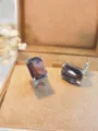 Orecchini quadrati con pietre preziose, orecchini geometrici in argento di lusso per donna. - Pietra preziosa viola / Argento