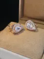 Eleganti orecchini pendenti a goccia in zircone cubico per donna, gioielli chic placcati oro. - Intarsio in Zirconia a Goccia / Oro Bianco KC