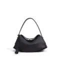 Bolso de hombro minimalista de cuero negro para mujer, elegante estilo bandolera. - Negro