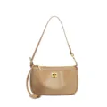 Sac à épaule élégant en cuir véritable pour femme, sac cabas pratique avec fermoir tourniquet. - Boucle Dorée / Kaki