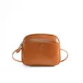 Sac bandoulière en cuir marron, petit sac élégant et pochette pour téléphone portable. - Jaune Crépuscule