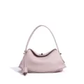Bolso de hombro minimalista de cuero genuino para mujer, diseño rosa elegante con asa. - Rosa Batido