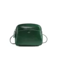 Dark green genuine leather crossbody bag, stylish women's shoulder bag with contrast stitching. - Emerald Green