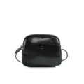Classic black leather crossbody phone bag with compact design for daily commute and casual use. - Black