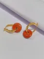 Eleganti orecchini a cerchio in pietra naturale con design dorato gioielli da donna - Arancione