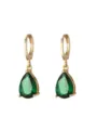 Orecchini pendenti dorati con zirconi verdi brillanti, elegante modello variante moda. - Orecchini Verdi