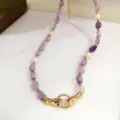 Collana di perle di ametista artigianale con chiusura a mano in oro unico gioielli donna eleganti - Pietra Naturale Viola