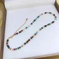 Collana girocollo di perline in pietra preziosa colorata fatta a mano con perle e oro - Pietre Irregolari Multicolore