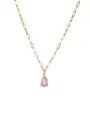 Collana con catena dorata e ciondolo in zircone rosa a forma di pera per un look elegante. - Collana con Pendente Rosa