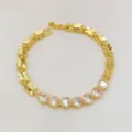Bracciale con ciondoli farfalla e cuore in zircone cubico placcato oro moda donna. - Cuore Orizzontale Bianco
