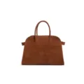 Grande borsa shopper in pelle scamosciata marrone da donna, borsa a mano per laptop elegante. - Misura grande 39x23x26 cm / Colore caramello