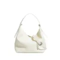 Genuine leather hobo shoulder bag, soft top layer cowhide everyday commuter handbag. - White