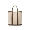 Sac Cabas en Toile Casual Sac à Main Bandoulière Garniture Cuir Design Vertical - Kaki