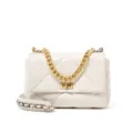 Trendy quilted chain shoulder bag for women, stylish leather crossbody bag with chic lock. - S / White