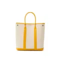 Sac cabas vertical en toile avec garniture en cuir, grand sac à main élégant pour femmes. - Jaune