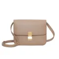 Classic leather shoulder bag for women, elegant retro square crossbody bag with metal clasp. - Large 24CM / Gray