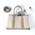Sac cabas fourre-tout pour femme en toile et cuir, grand sac à main bandoulière élégant. - 30cm / Gris éléphant