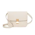 Elegant cream leather crossbody box bag, versatile vintage single shoulder bag for women. - Large 24CM / Off White