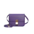 Purple leather crossbody bag for women, classic square shoulder bag with metal buckle. - Small 20cm / Purple