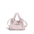 Bolso de mano de cuero rosa para mujer, elegante bolso con asa superior y correa cruzada. - Rosa Batido