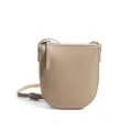 Sac bandoulière minimaliste en cuir beige pour téléphone avec sangle réglable et quincaillerie. - Gris haut de gamme (cuir de vachette de qualité supérieure)