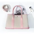 Canvas leather tote bag women commuter shoulder bag large capacity casual handbag with strap - 30cm / 3Q Pink