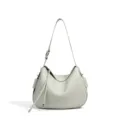 Bolso de hombro de cuero gris verdoso claro elegante bolso hobo bandolera informal versátil - Verde Matcha