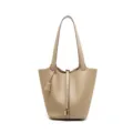 Sac seau en cuir taupe pour femme elegante sac porte epaule minimaliste sac a main chic. - Gris clair