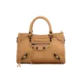 Sac à main moto en daim marron pour femmes, sac bandoulière vintage avec rivets. - S / Couleur caramel