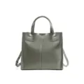 Sac cabas en cuir véritable gris, grand sac porté épaule pour femme style bureau. - Gris