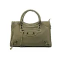 Stylish green suede motorcycle handbag for women, elegant shoulder bag with distinctive metal studs. - L / Travertine Green