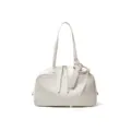 Sac à main bandoulière en cuir blanc, sac de bowling élégant pour le travail avec poignées. - L / Blanc