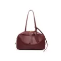 Burgundy leather shoulder bag, classic boston bowling bag design for women commuting. - L / Burgundy