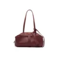 Burgundy genuine leather shoulder bag for women, stylish bowling underarm bag for daily commute. - S / Burgundy