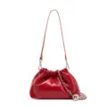 Borsa a tracolla arricciata rossa con catena argentata e nodo in metallo elegante. - Rosso