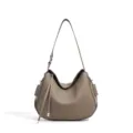 Bolso de hombro de cuero gris minimalista chic informal bolso cruzado para mujer - Gris elefante