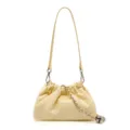 Borsa a spalla in pelle gialla pieghettata con catena metallica per donne eleganti. - Colore Formaggio